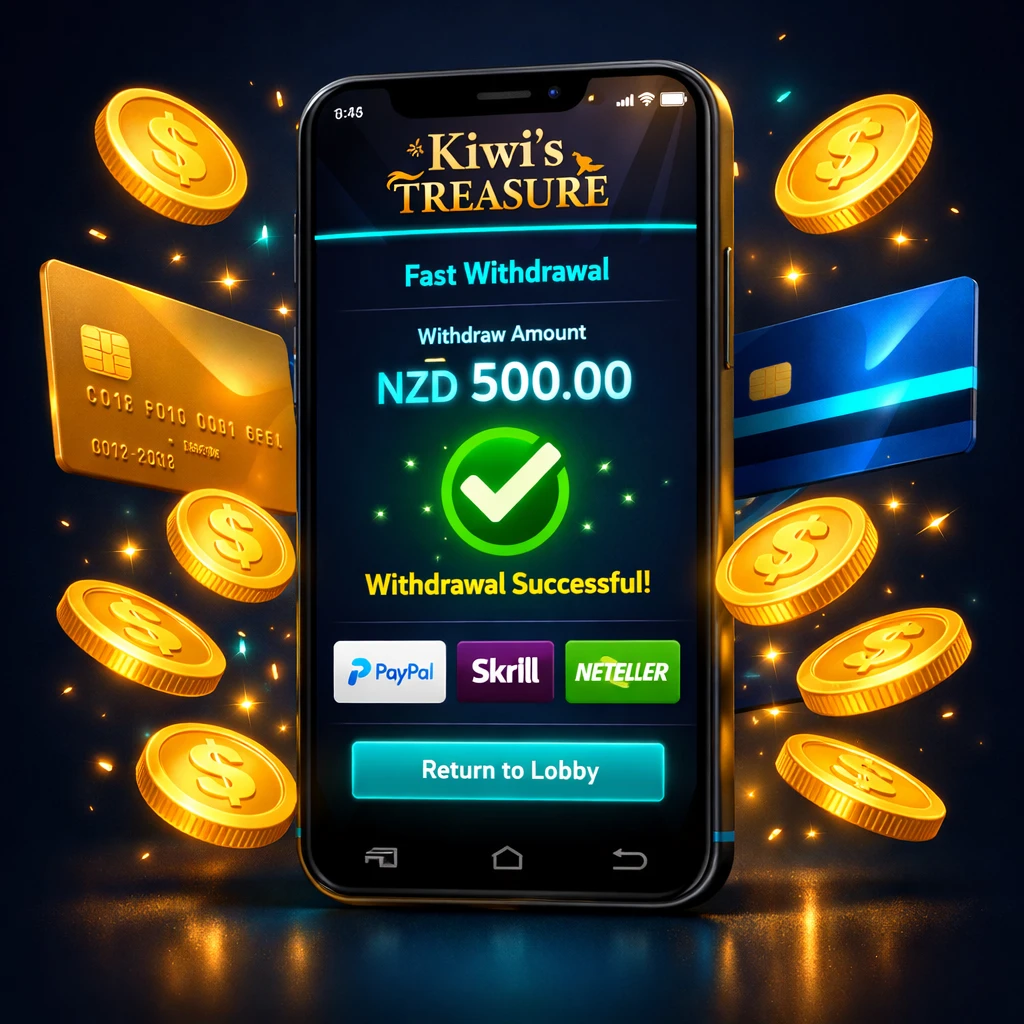 Kiwi's Treasure casino payment methods and fast NZD withdrawals