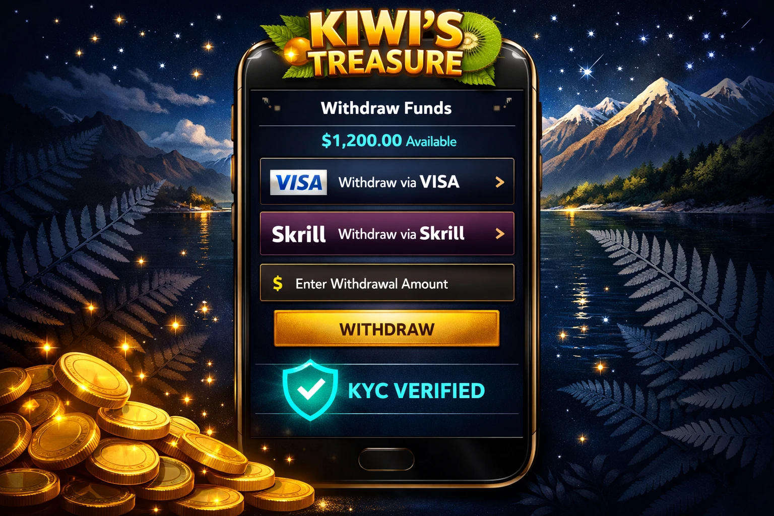 Kiwi's Treasure online casino platform for New Zealand players